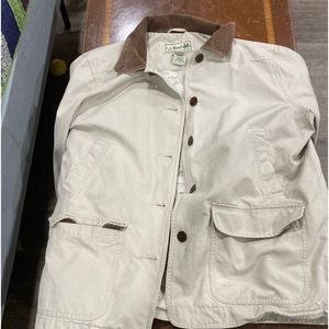 L l bean work jacket with brown corduroy detailing